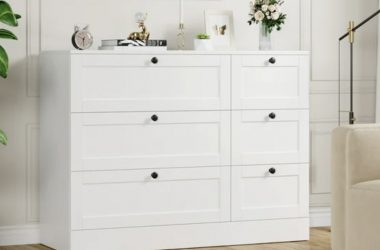 Homfa 6 Drawer White Double Dresser Just $143 (Reg. $392)!
